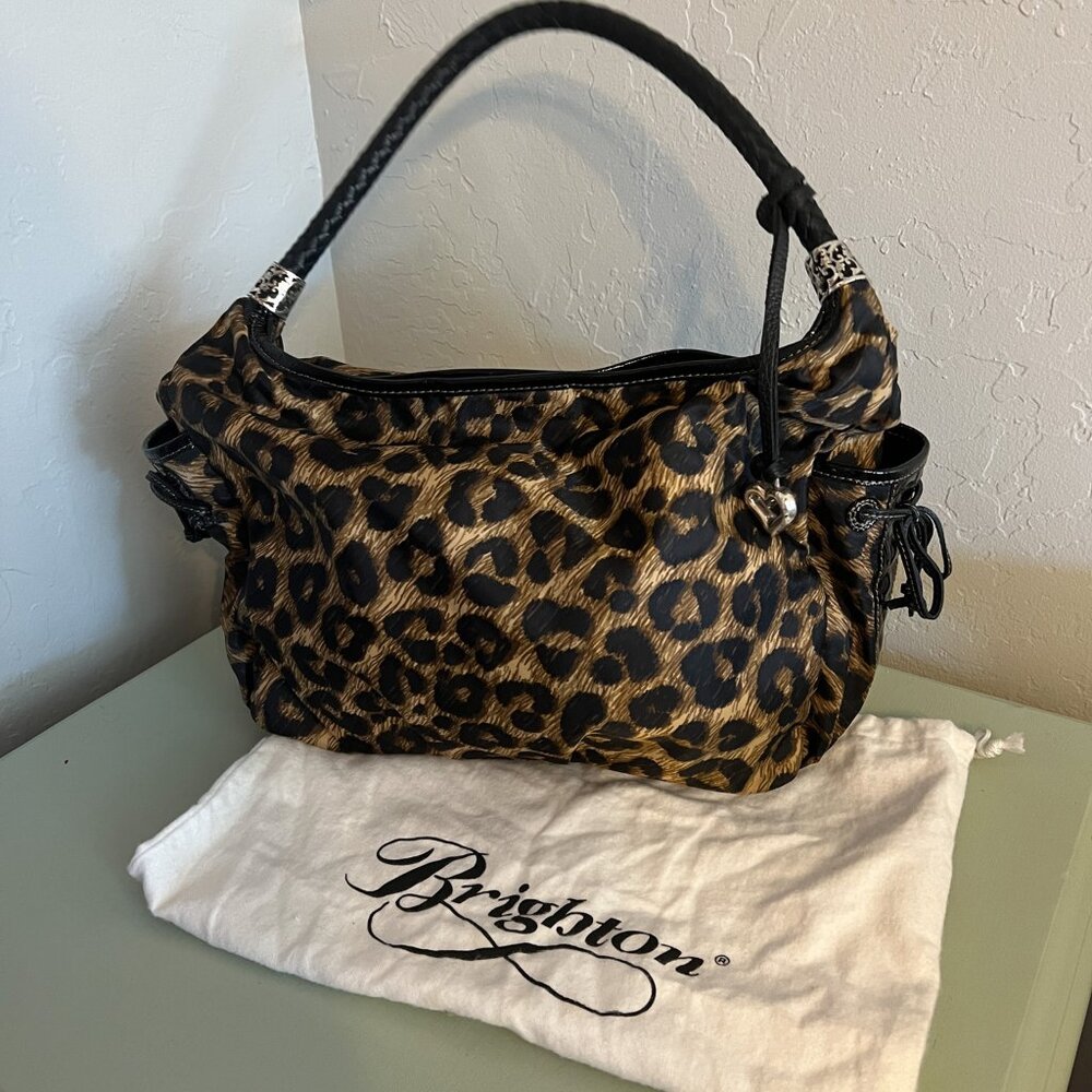Brighton Animal Print Shoulder Bag - Black and Brown